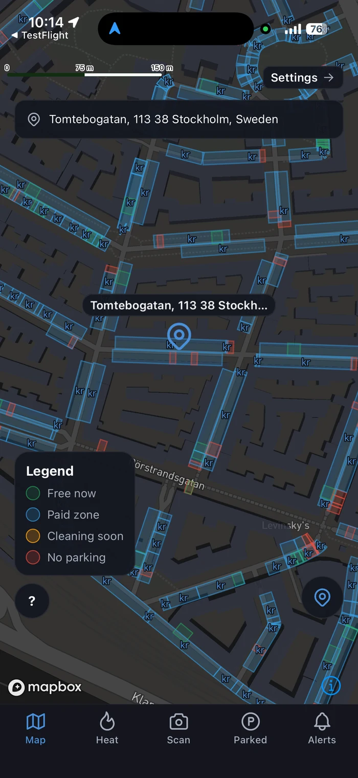 Realtidskarta med zonregler i Stockholm